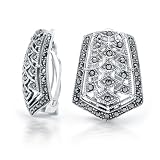 Bling Jewelry Sterling Silver Pave Marcasite Clip On Earrings