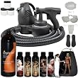 Complete Turbo Tan Deluxe (Model T75) Professional Sunless HVLP Turbine Spray Tanning System that also includes 1 Quart of Belloccio SIMPLE TAN 8% DHA Sunless Tanning Solution with Medium Bronzer Guide, Belloccio 5 Solution Variety Pack, Spray Tanning Tent Booth, and Full Tanning Accessories Kit