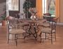 5pc Distress Wood Finish Slate Insert Dining Table Metal Chairs Set