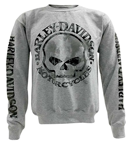Harley-Davidson Men's Pullover Crew Sweatshirt H-D Willie G Skull Gray 30296655