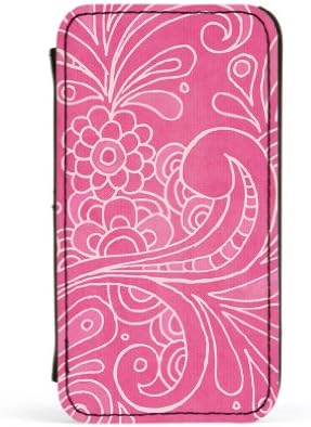 White Floral Swirls on Baby Pink Premium Faux PU Leather Case, Protective Hard Cover Flip Case for Apple® iPhone 4 / 4s by UltraCases + FREE Crystal Clear Screen Protector