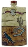 44 Oz. MARA Stoneware RECTANGULAR Liquor Flask DECANTER Desert LIZARD Cactus