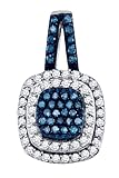 Stunning 10k. White Gold Blue and White Diamond Pendant