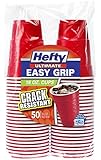 Hefty Ultimate Easy Grip Cups, Red, 18 Oz, 50 Count