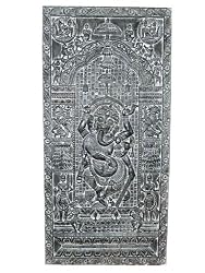 Antique Doors Ganesha Dancing on Lotus Flower Base Carved Panel 72 Inch