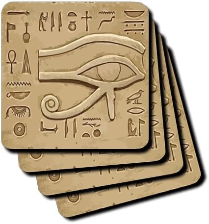 Dezine01 Heiroglypic Slate Ceramic Tile Coaster, Set of 8