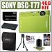 Sony Cybershot DSC-T77 10MP Digital Camera (Green) + 4GB Accessory Kit