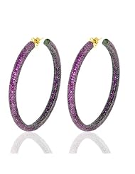 Natural Sapphire Hoop 18kt Yellow Gold Earrings Silver Designer Jewelry