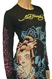 Ed Hardy women's plus size platinum geisha long sleeve shirt