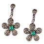Floral Drop-Earrings Silver Onyx Gemstone 1 inch