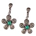 Floral Drop-Earrings Silver Onyx Gemstone 1 inches