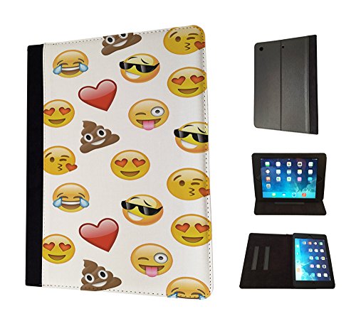 1946 – Smiley Emoji Funny Heart Love Sunglasses Shit Poop Laughter Icon App Design Apple ipad Mini 4 -2015 Fashion Trend TPU Leather Flip Case Protective Purse Pouch Book Style Defender Stand Cover