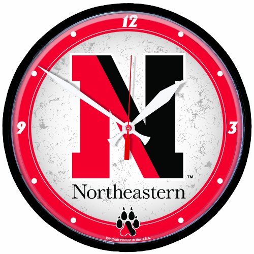 NCAA Northeastern Huskies Round Clock 12 inch