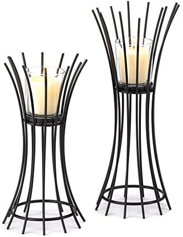 F.A. Decors Urban Black Iron Reeds Table Top Candle / Tea light Holder Stants