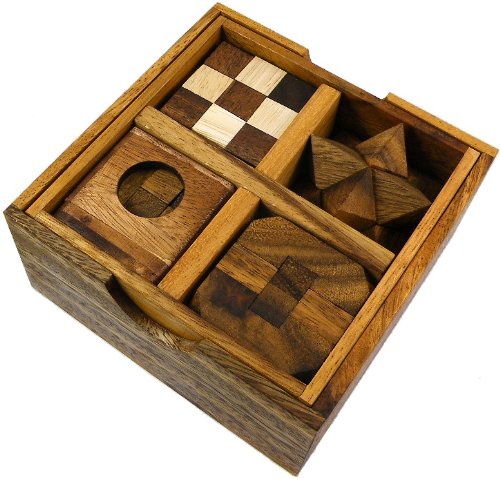 51hVgi1acqL 5 Wooden Puzzle Gift Set In A Wooden Box