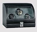 Ragar Watch Winder for Three in Genuine Black Leather 2699GL/BK