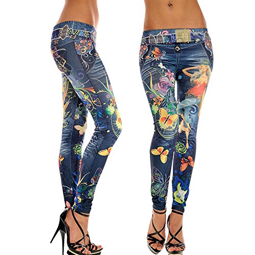 M&Z Women's Elastic Skinny Ankle Length Pants Tattoo Jean Leggings
