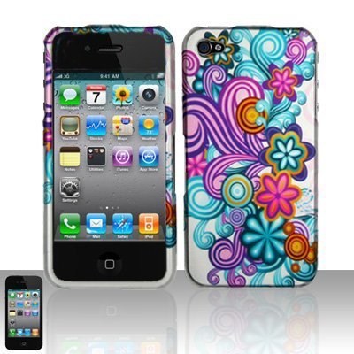 hard case or soft case for iphone:Apple Iphone 4, 4s Phone Protector Hard Cover Case Purple Flower Design With Screen Protector (AT&T, Verizon, Sprint)