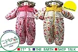 【子供服】 moujonjon (ムージョンジョン) はっ水加工お花リボン柄ベビースノーコンビ 80cm～95cm M62188