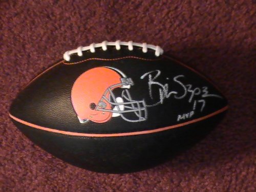 BRIAN SIPE SIGNED AUTOGRAPHED BLACK LOGO FOOTBALL CLEVELAND BROWNS COA + HOLOGRAM