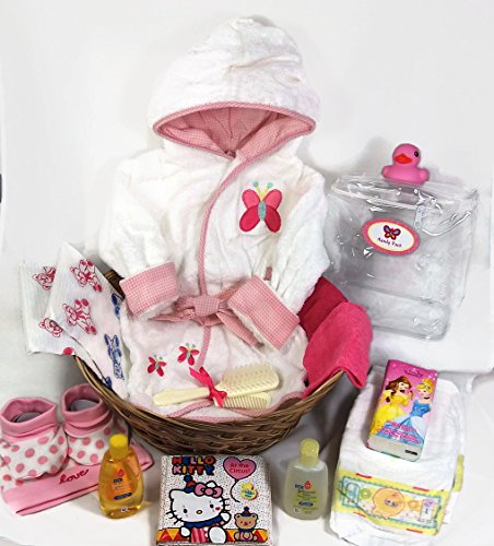 Sunshine Gift Baskets - Baby Bath Robe Gift Set with a Handy Pack (Pink)