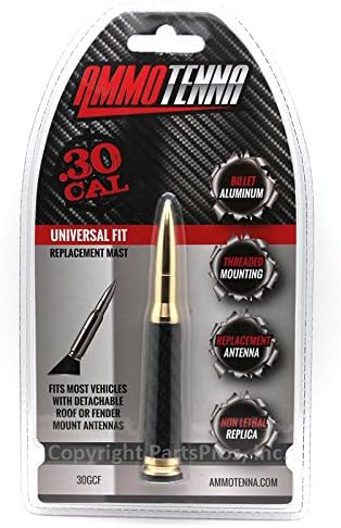 New AmmoTenna 5110009 4.25" Billet Aluminum .30 Cal Replica Bullet Antenna Mast / Brass &amp; Carbon Fiber