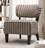 Accent Chair with Beige Stripes in Cappuccino Finish