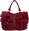 Womens Purple Pink Ruffle Studs Tote Designer Handbag