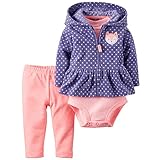 カーターズ（Carter's）女の子用紫水玉模様キツネさんアップリケフード付きフリースジャケットお出かけ用上下3点セット (9months(67-72cm)) [並行輸入品]
