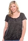 Torrid Plus Size Twist Tees - Black Leopard Burnout Henley Top