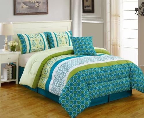 5-piece Multi Color Modern Printed Microfiber Comforter Set Queen Size