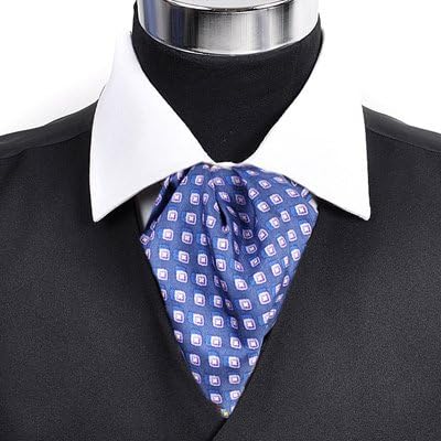 Navy Geometric Diamonds Pattern Ascot Tie
