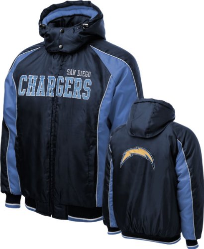 NFL Men's San Diego Chargers Heavy Polyfill Oxford Jacket With Artic Lining (Blue, Medium)