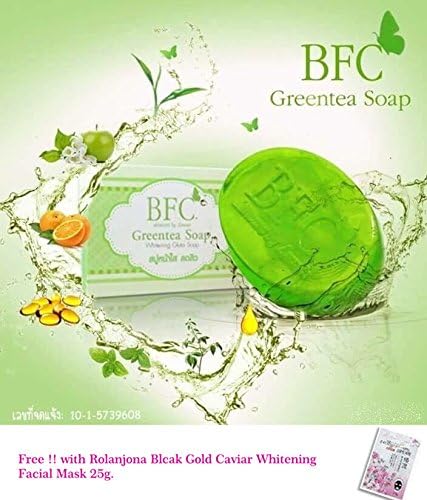 2 x BFC Greentea Soap Anti Acne Reduce Acne Beach Whitening Soap 80g.[Get Free Tomato Facial Mask]