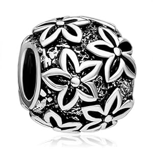 Pugster Bead Round Shaped Poinsettia European Charm Bead Fit Pandora Chamilia Biagi Charm Bracelet