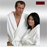 Burgundy Terry Bathrobe, 100% Cotton Terry 48? length with Stylish Shawl Collar