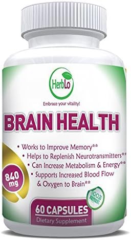 Natural Brain Health Booster Support Memory, Mental Focus, Clarity 60 Cts Capsules