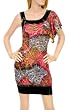 Sexy Coral and Gold Foil Short Caftan Cocktail Dress S M L