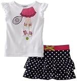 Hartstrings Girls 2-6X Little Tennis Motif Flutter Sleeve Tee