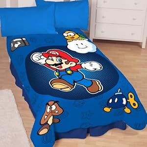 Super Mario Who's With Me Microraschel Blanket, 62-Inches by 90-Inches