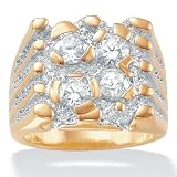 PalmBeach Jewelry Mens DiamonUltra™ Cubic Zirconia 18k/Sterling Silver Nugget-Style Ring