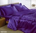 Purple Satin Double Duvet Cover, Fitted Sheet and 4 pillowcases Bedding