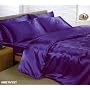 Purple Satin Double Duvet Cover, Fitted Sheet and 4 pillowcases Bedding