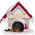 Dachshund Black and Tan Dog House Ornament