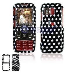 Samsung M540 RANT Cell Phone Black/White Polka Dot Design Protective Case Faceplate Cover