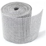 4.75"x10 Yards Silver DIAMOND MESH WRAP RHINESTONE Ribbon (SILVER, 1)