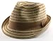 Summer Spring Strip Pattern Fedora Hat with Strip Band, Brown Beige
