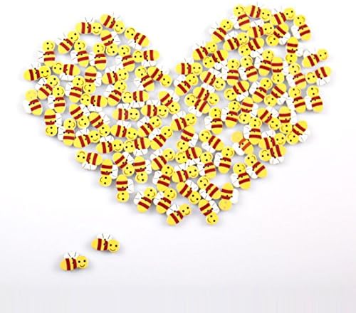 100pcs Lovely Cartoon Bee Shaped Wooden Buttons 2 Holes 20mm