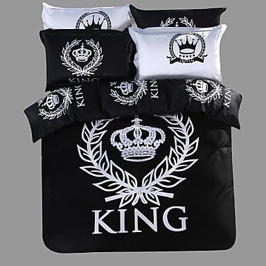 Royal Series Bedlinen 100% Cotton Bedding Sets Twin Queen King Size Black and White Color , twin