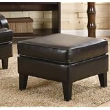 Brown Bonded Leather Feet Ottoman